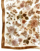 Flora West Design - 100% Silk Bandana Western Floral & Butterfly  – 23” Square