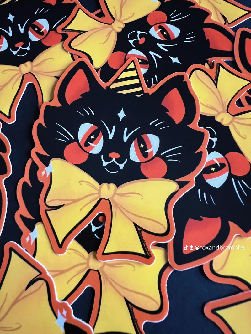 Fox and Brambles - Retro Halloween Cat Vinyl Sticker