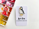 Owlfeathers Watercolor - Puffin Penguin Pin – Winter Animal Watercolor