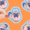 Turtle's Soup - Teapot Kitty | Kettle | Cats | Floral | Art | Vinyl Sticker