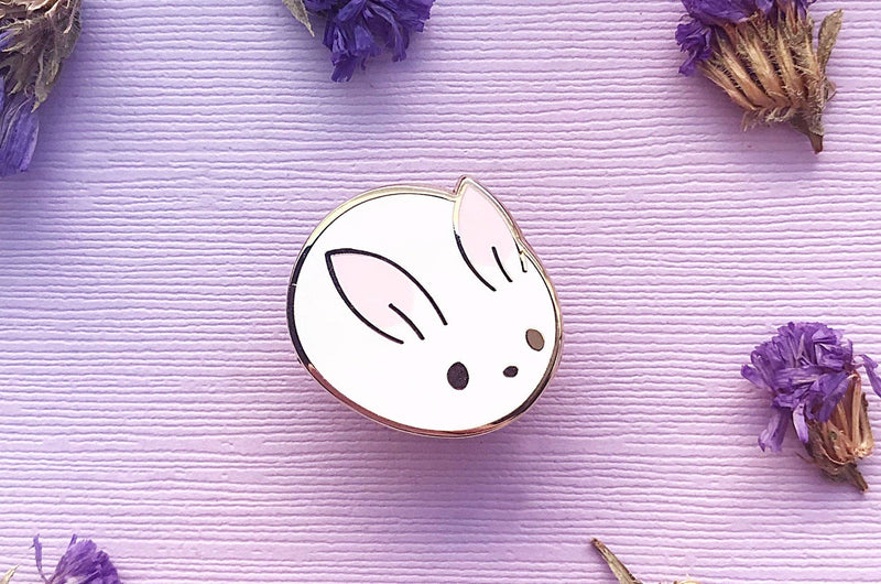 Alum and Ink - Bunny Bun Enamel Pin: Rubber Pin Back