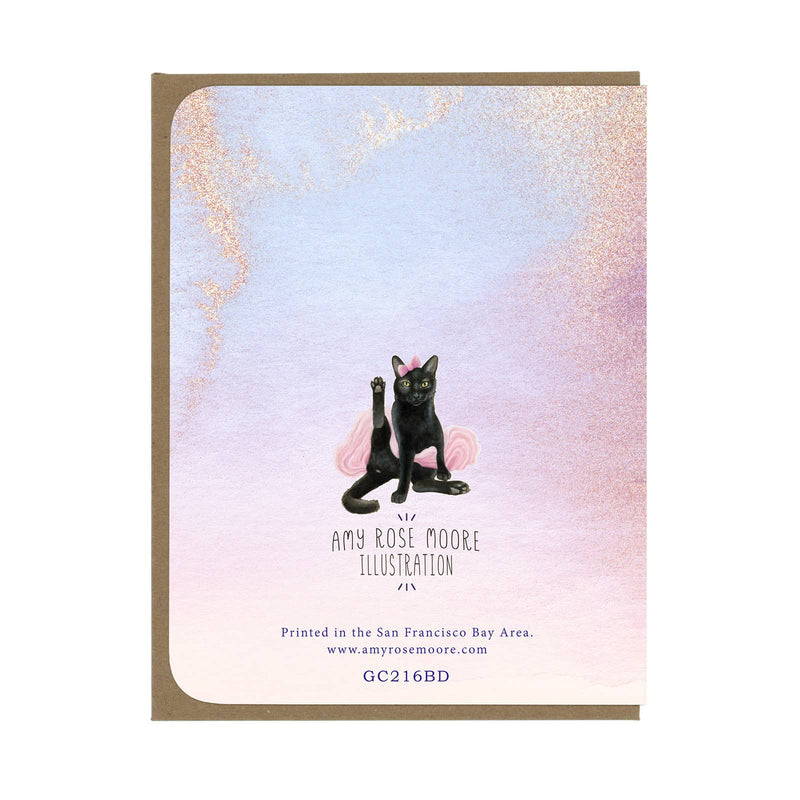 Amy Rose Moore Illustration - BIRTHDAY - Magical Flying Cat - Greeting Card 
