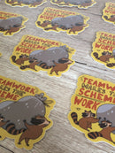 Sadsquatch - Teamwork Makes the Scheme Work - Cute Raccoon Vinyl Sticker