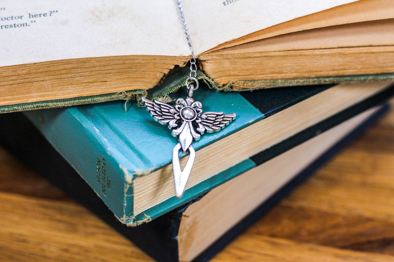 Bookish Trinkets - Fantasy Dagger Chain Bookmark With Charm and Tassel: Black Crystal