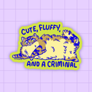 2Birds1Pencil - Cute Fluffy Criminal Cat Vinyl Sticker