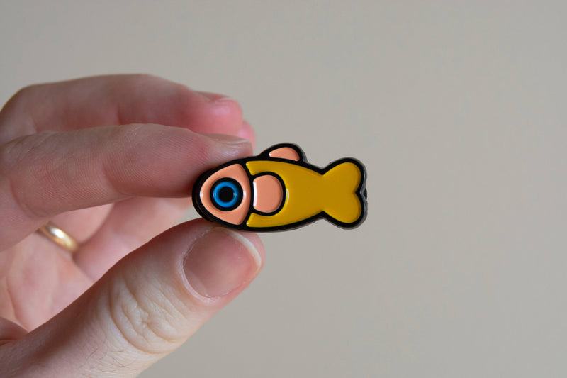 Curlworks - Fish Pin - Yellow / Coral
