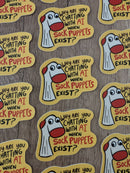 Sadsquatch - AI or Sock Puppet? - Cute Funny Anti-AI Sticker