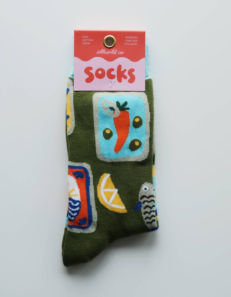 Idlewild Co. - Tinned Fish 100% Cotton Women's Crew Socks