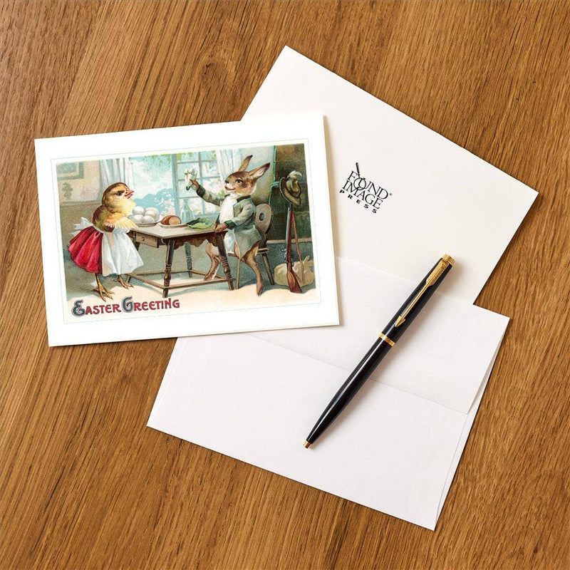 Found Image Press - Greeting Card EA-57 Easter Greeting, Domestic Rabbit and Chi