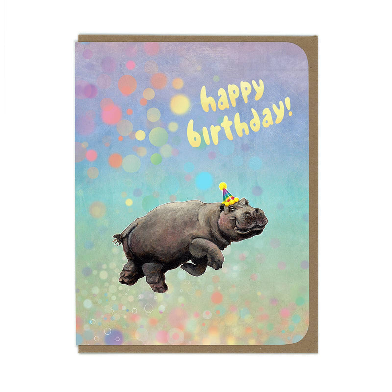 Amy Rose Moore Illustration - BIRTHDAY - Happy Hippo - Greeting Card