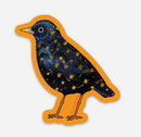 Soy Moss Art - Starling Glitter Sticker (Orange/White Background)
