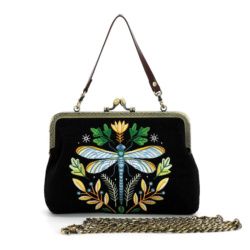 COMECO INC - Dragonfly Vintage Kisslock Bag: Beige