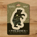Pine Bones - Bear In The Mountains - Durable & Weatherproof Sticker