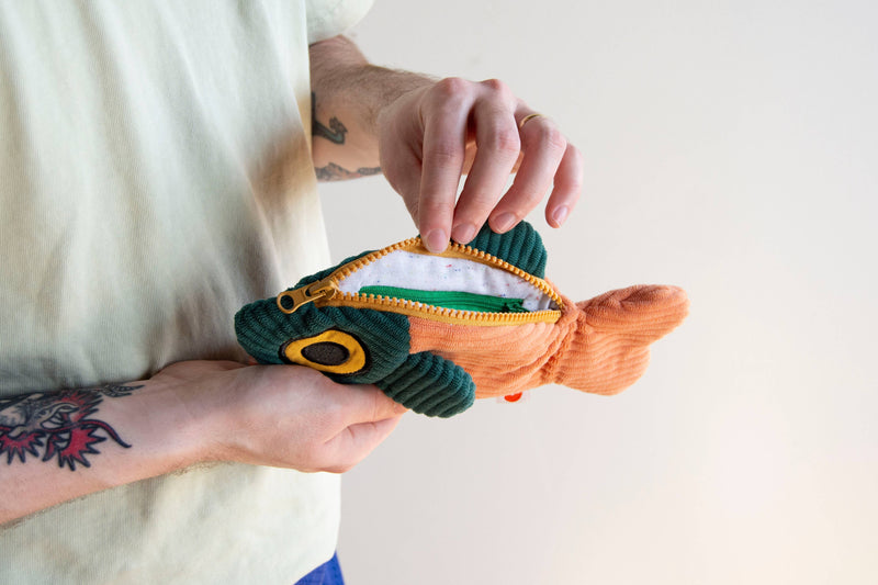 Curlworks - The Fish Pouch - Coral / Dark Green
