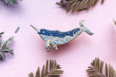 Alum and Ink - Starry Narwhal (Star Wanderer) Pin: Rubber Pin Back