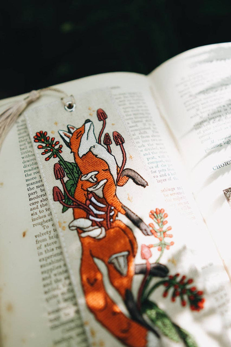 Fablewood Goods - Autumn Fox | Embroidered Linen Bookmark