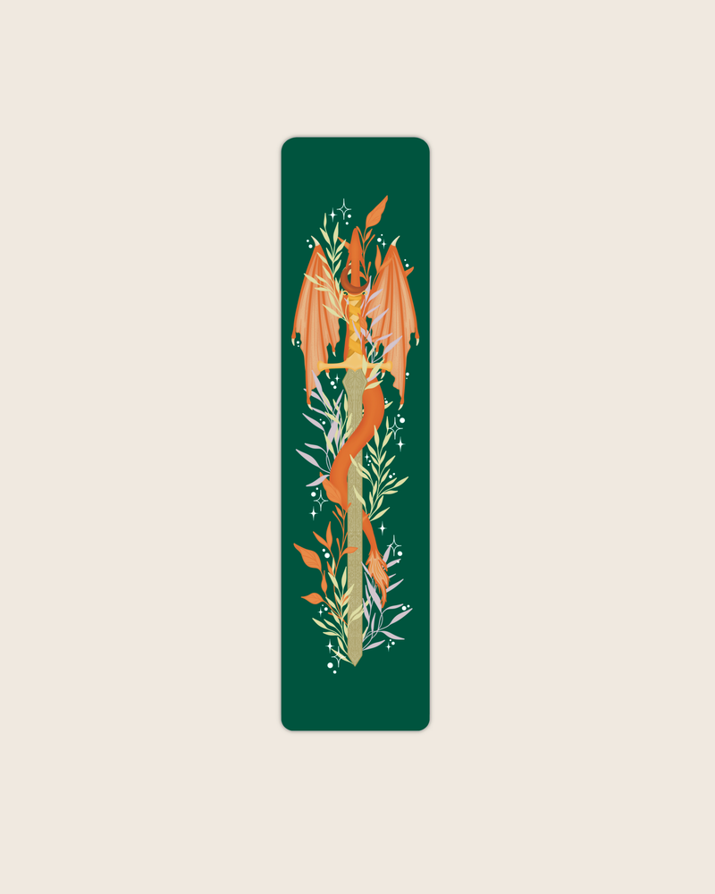 Meaggie Moos - Floral Dragon Sword 2x8 Bookmark | Fantasy Bookmark
