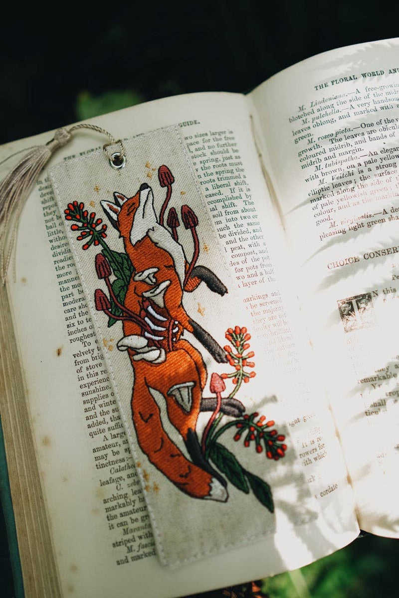 Fablewood Goods - Autumn Fox | Embroidered Linen Bookmark