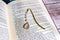 Bookish Trinkets - Opal Drop Cottagecore Crystal Pendant Metal Hook Bookmark: Antique Gold