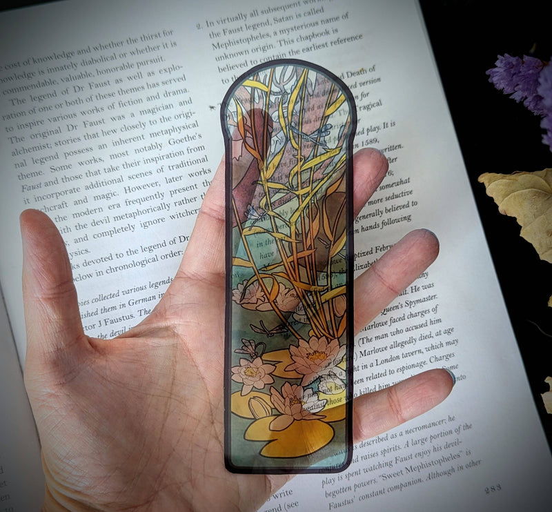 Dark Veinlet - Clear Bookmark - Alphonse Mucha Stained Glass Art Nouveau