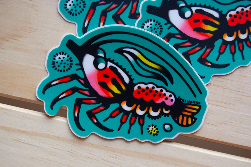 Curlworks - Shrimp - 3" Vinyl Sticker