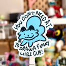 2Birds1Pencil - Anti-AI Art Bembo Blue Cat Vinyl Sticker