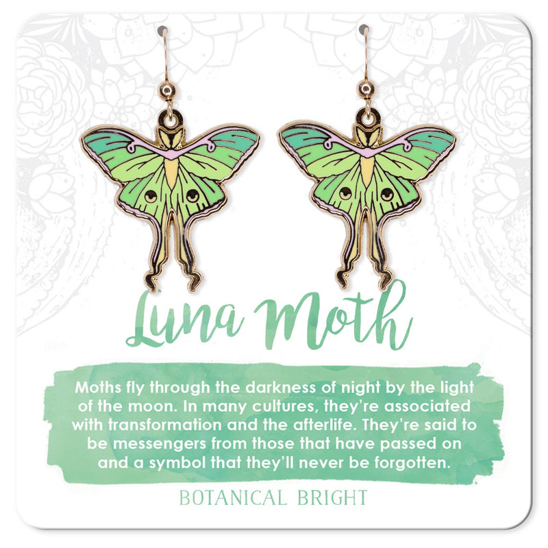 Botanical Bright - Luna Moth Dangle Earrings: Gold