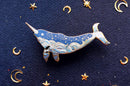 Alum and Ink - Starry Narwhal (Star Wanderer) Pin: Rubber Pin Back