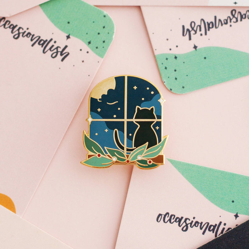 Occasionalish - Cat Window Enamel Pin