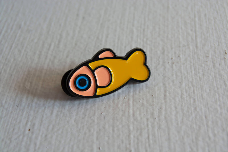 Curlworks - Fish Pin - Yellow / Coral
