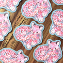Rowan Kingsbury - Cuddly Snow Leopard Vinyl 3" Sticker