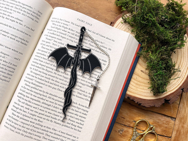 The Bookish Atelier - Dragon Sword Faux Leather Bookmark
