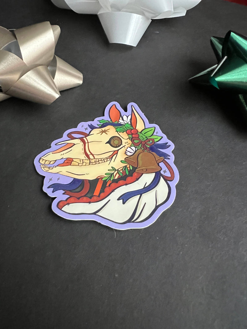Fox and Brambles - Mari Lwyd Yule Christmas Sticker