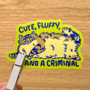 2Birds1Pencil - Cute Fluffy Criminal Cat Vinyl Sticker