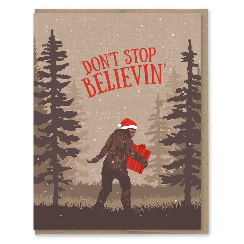 Modern Printed Matter - Don't Stop Believin' Sasquatch Holiday Card