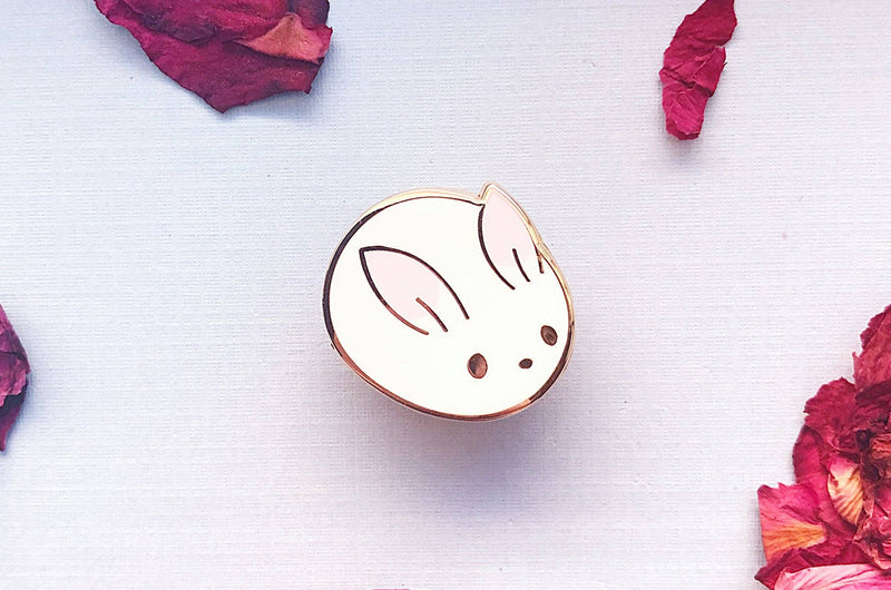 Alum and Ink - Bunny Bun Enamel Pin: Rubber Pin Back
