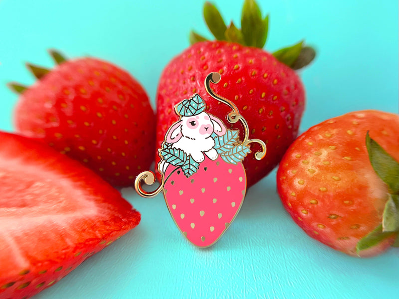 The Crowned Rabbit - Strawberry Rabbit Enamel Pin
