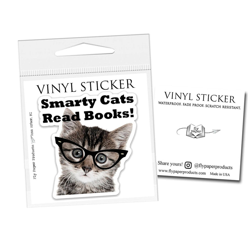 Fly Paper Products - Smarty Cats Read Books Vinyl Sticker: Unpackaged Sticker