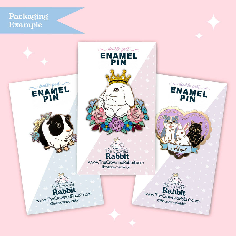 The Crowned Rabbit - Black Spotted Lionhead Bunny Enamel Pin