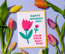 And Here We Are - Letterpress Mother's Day Card—Mom's Best Bud (Tulip, Cute)