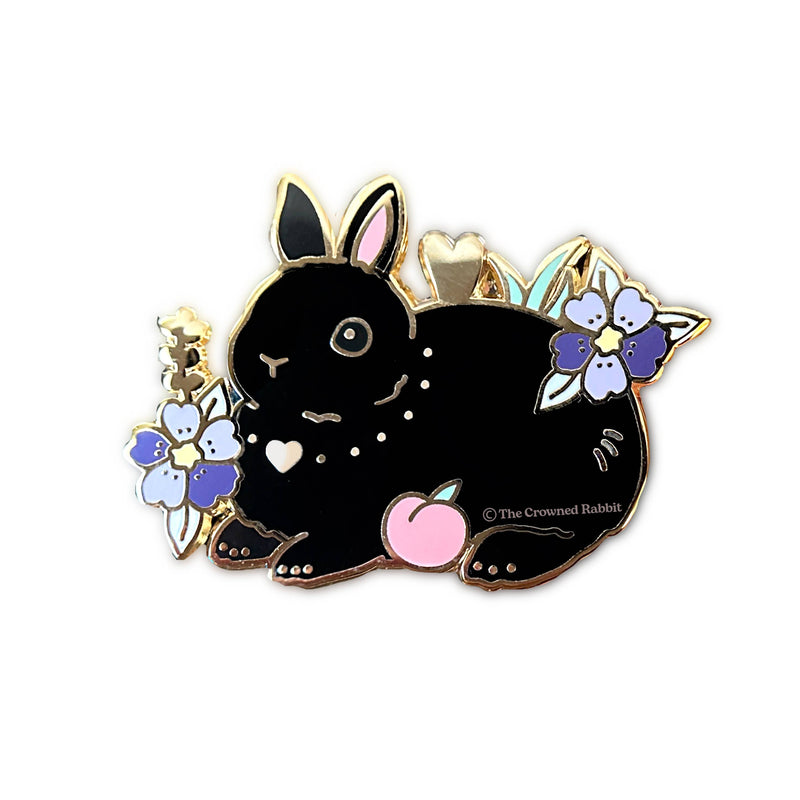 The Crowned Rabbit - Black Netherland Dwarf Rabbit Enamel Pin