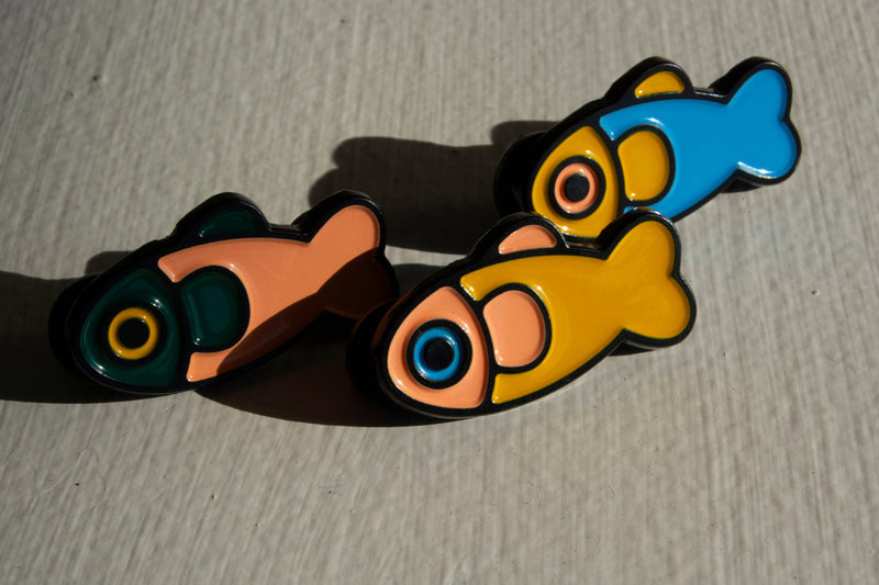 Curlworks - Fish Pin - Coral / Dark Green