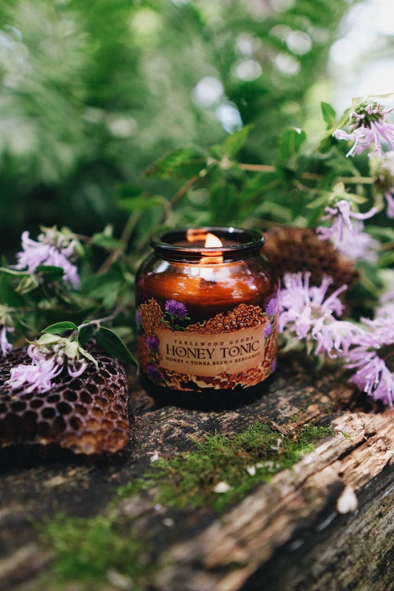 Fablewood Goods - Honey Tonic | 8oz Apothecary Soy Candle | Wild Beragmot, Honey and Tonka