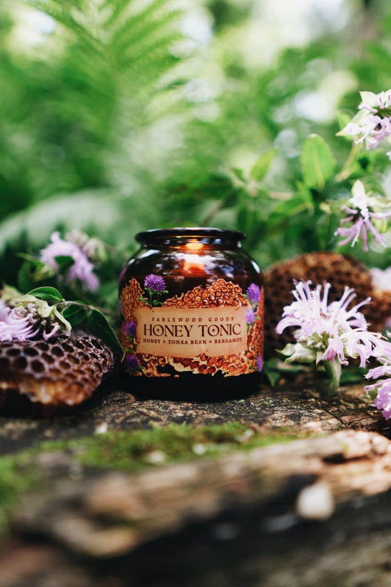 Fablewood Goods - Honey Tonic | 8oz Apothecary Soy Candle | Wild Beragmot, Honey and Tonka