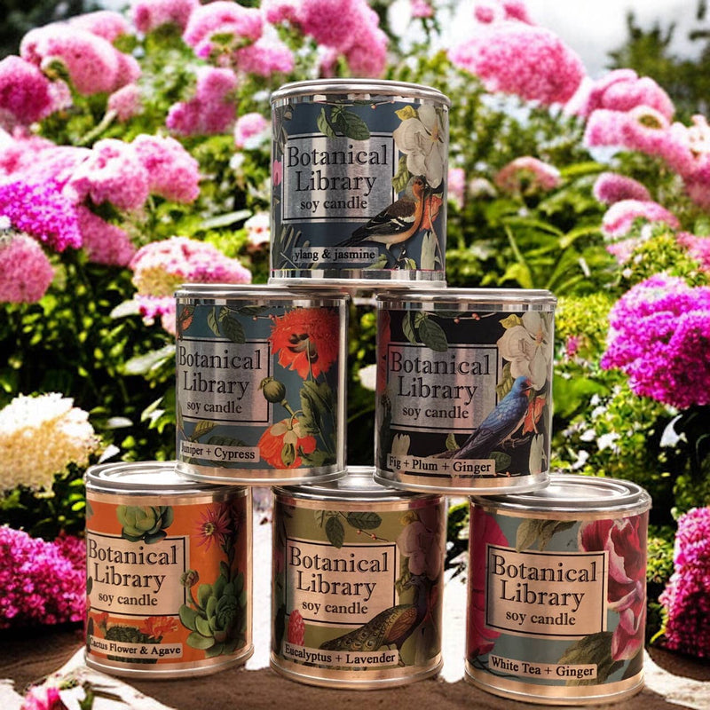 Fly Paper Products - Spring Botanical Library 8oz Soy Candle with Artist Quote