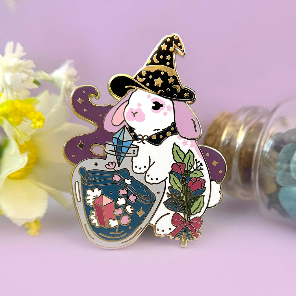 The Crowned Rabbit - Rabbit Witch Enamel Pin – The Painted Porch Bookshop