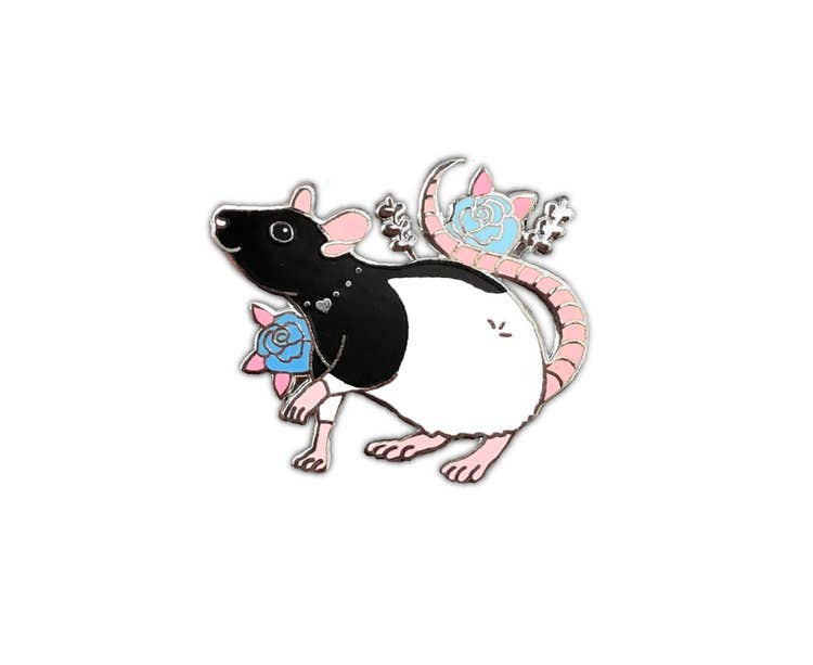 The Crowned Rabbit - Black Hooded Rat Enamel Pin
