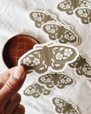 Flora West Design - Floral Moth Vinyl Sticker Sage Green Insect Sticker