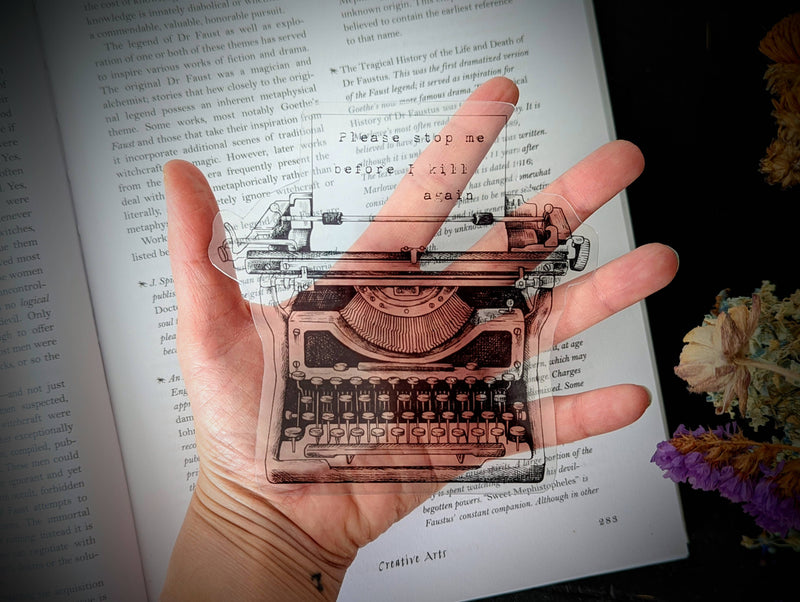Dark Veinlet - Clear Bookmark - Typewriter Macabre Message Goth Gothic