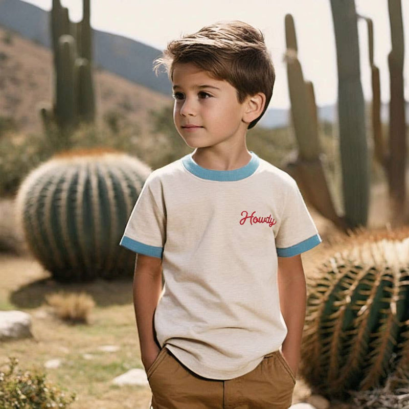 River Road Clothing Company - Howdy (Youth) | Vintage Ringer: Beige / 3T